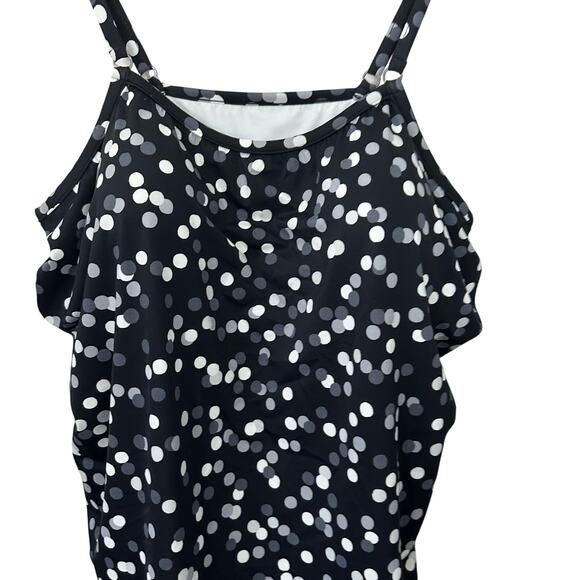 Trimshaper Swimsuit Womens 22W Polka Dot Farrah Romper One Piece Shorts Black‎ - Picture 4 of 6